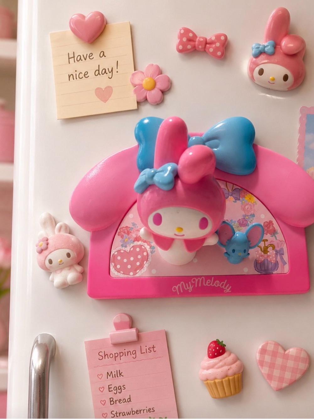 My Melody with Flat the Mouse My Home Series Refrigerator Magnet